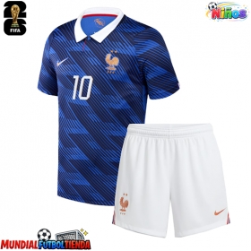 Camiseta Francia Kylian Mbappe #10 Primera Equipación Replica Mundial 2026 para niños mangas cortas (+ Pantalones cortos)